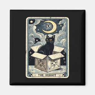 Hermit Tarot Card-katt i lådan Mystic Funny Katt Magnet