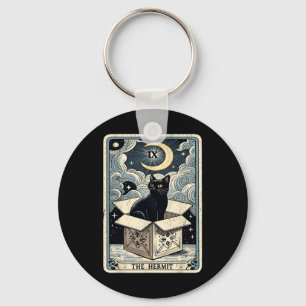 Hermit Tarot Card-katt i lådan Mystic Funny Katt Nyckelring