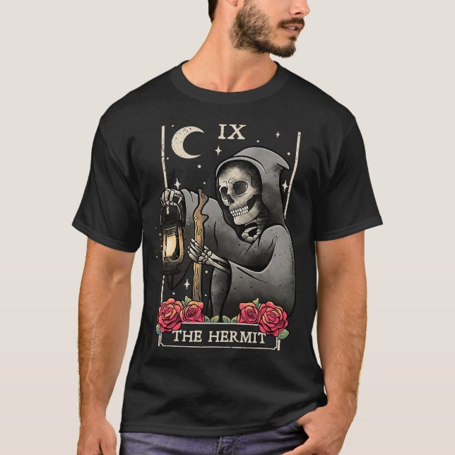 Hermit Tarot Card Occult Witchcraft Esoteric G T Shirt (Framsida)