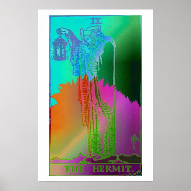 Hermit Tarot Card Psychedelic Poster (Framsidan)