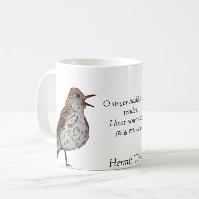 Hermit Thrusse Walt Whitman White Coffee Mugg (Framsida vänster)