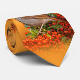 Hermit Thush Songbird på Scarlet Firethorn Slips