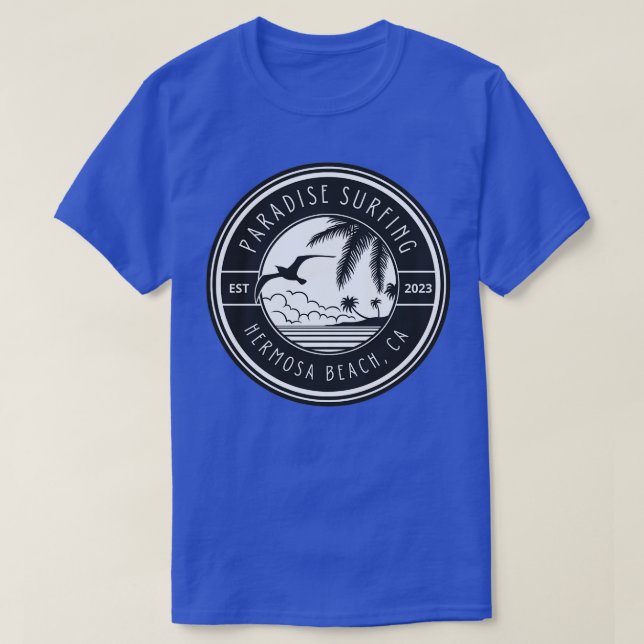 Hermosa Beach CA Surfing Design T Shirt (Design framsida)