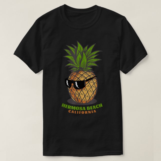 Hermosa Beach Kalifornien CA Ananas Solglasögon V T Shirt (Design framsida)
