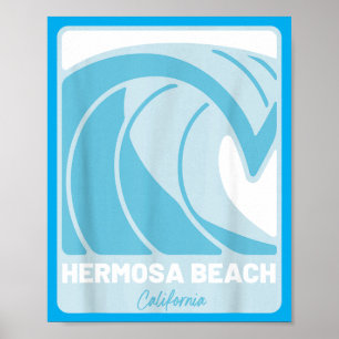 Hermosa Beach Kalifornien Ca Våg Semester Souvenir Poster