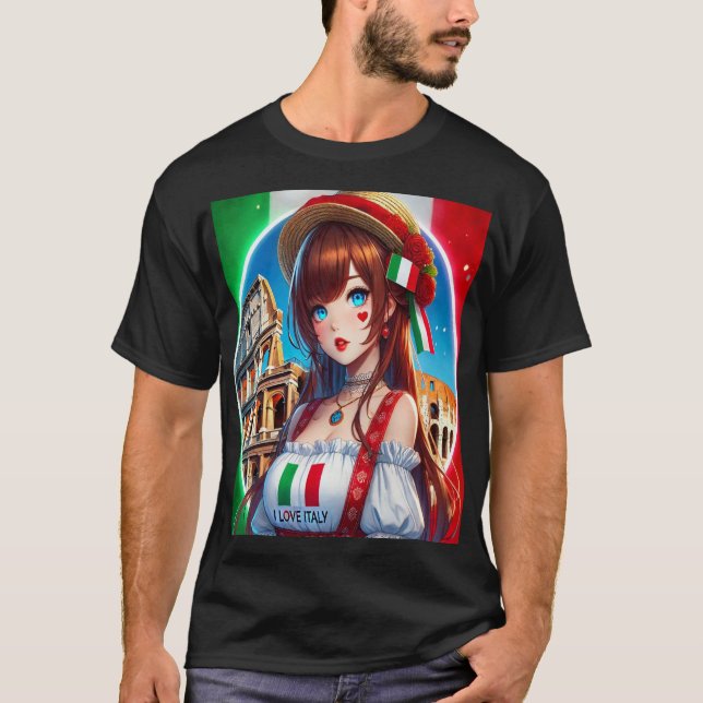 HERMOSA CHICA ANIME EN EL COLISEO DE ROMA, ITALIA T SHIRT (Framsida)