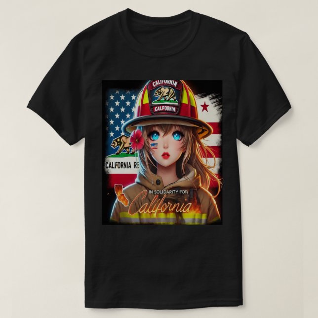 HERMOSA CHICA ANIME EN SOLIDARIDAD CON CALIFORNIA T SHIRT (Design framsida)