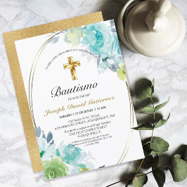 HERMOSO BAUTIZO BEBÉ CRUZADO DE ORO BLOMMIGT AZUL INBJUDNINGAR