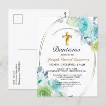 HERMOSO BAUTIZO BEBÉ CRUZADO DE ORO BLOMMIGT AZUL