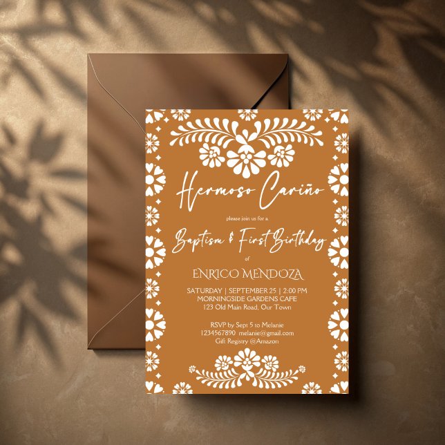 Hermoso carino terracotta Mexikanska födelsedag Inbjudningar (Hermoso carino terracotta Mexican fiesta birthday party 
 baptism Invitation cards  template)