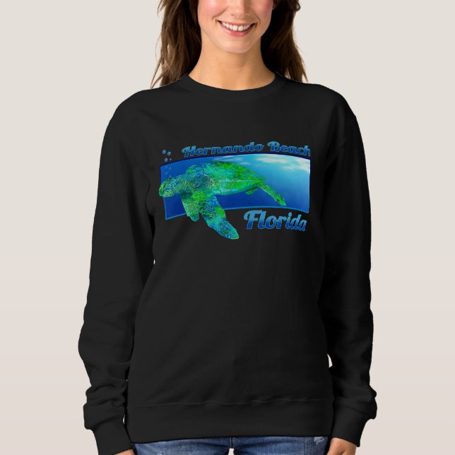 Hernando Beach Florida Swimming Sea Turtle T Shirt (Framsida)