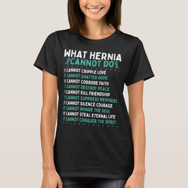Hernia Awareness Fighter Hernia Warrior Ribbon T Shirt (Framsida)