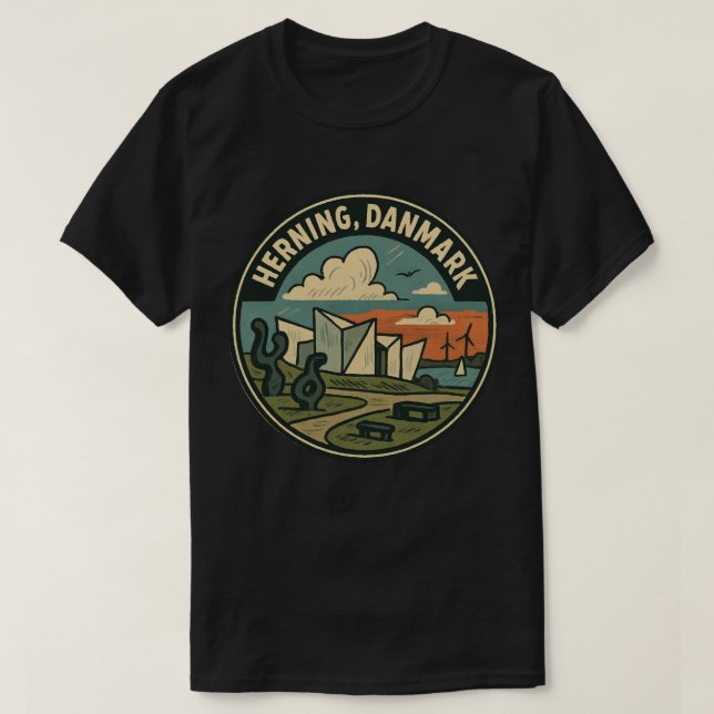 Herning Denmark Modern Art T Shirt (Design framsida)