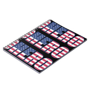 Hero American Flagga Stars Rand Rött vitt blått Anteckningsbok Med Spiral