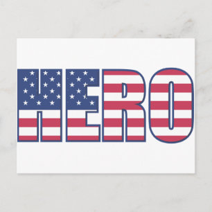 Hero American Flagga Stars Rand Rött vitt blått Vykort