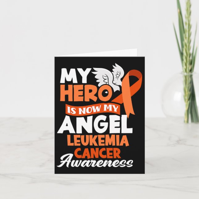Hero är nu min ängel som stöder Leukemi Cancer Med Kort (Framsida)