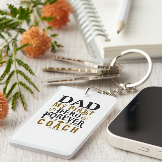 Hero Coach Pappa Keychain - Small Gift med Big Kär (Högra Framsidan)