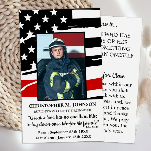 Hero Firefighter Memorial Prayer Card Visitkort (Skapare uppladdad)