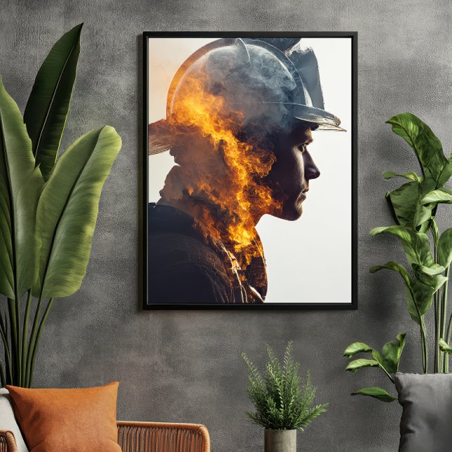 Hero Heart: Firefighter Flame Porträtt Poster (Skapare uppladdad)