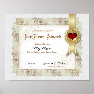 Hero Heart Kärlek Award Certificate Best Mamma Poster