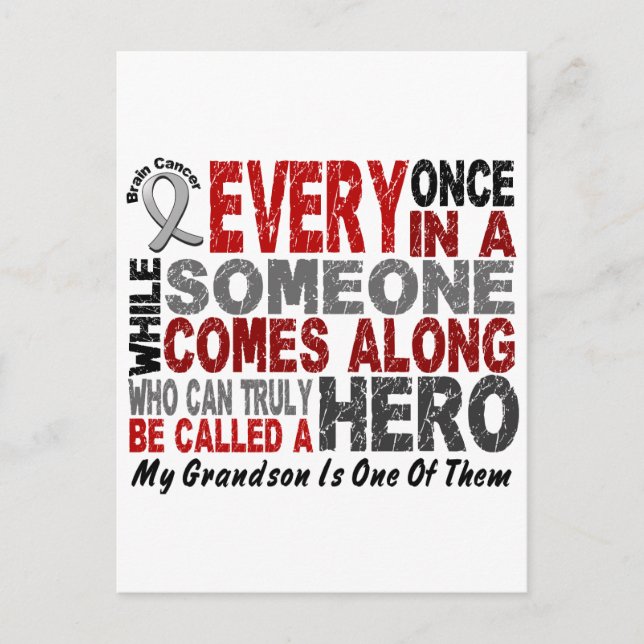 HERO KOMMER 1 Grandson BRAIN CANCER T-Shirts Vykort (Framsida)