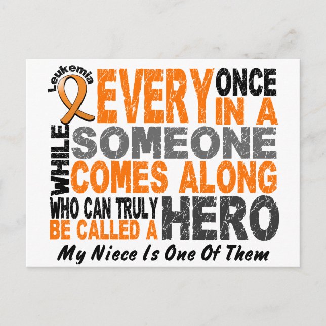 HERO KOMMER NÅGON Niece LEUKEMIA T-Shirts Vykort (Framsida)