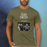Hero pappa Far's Day 2 Photo Collage T Shirt<br><div class="desc">Du är min Hero pappa Far's Day 2 Photo Collage T-shirt. Personlig t-shirt för ett pappa. Lägg till 2 foton och namnen. Du kan byta pappa till pappa,  pap,  pappa, ...  Perfekt för ett far på en Far dag,  födelsedag eller jul och det är en söt keepé.</div>