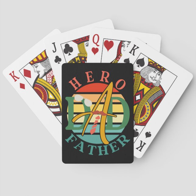 Hero Pappa Fath Sunset Tie, Mustache & Sunglasses Casinokort (Baksidan)