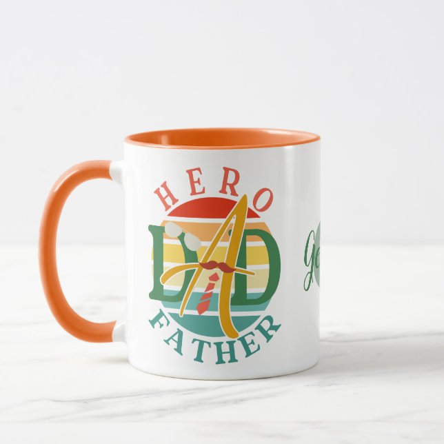 Hero Pappa Fath Sunset Tie, Mustache & Sunglasses Mugg (Vänster)