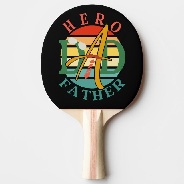 Hero Pappa Fath Sunset Tie, Mustache & Sunglasses Pingisracket (Framsidan)