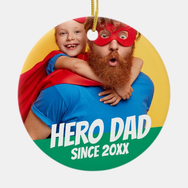 Hero Pappa sedan 20XX Modern Coola Enkel Julgransprydnad Keramik (Framsidan)