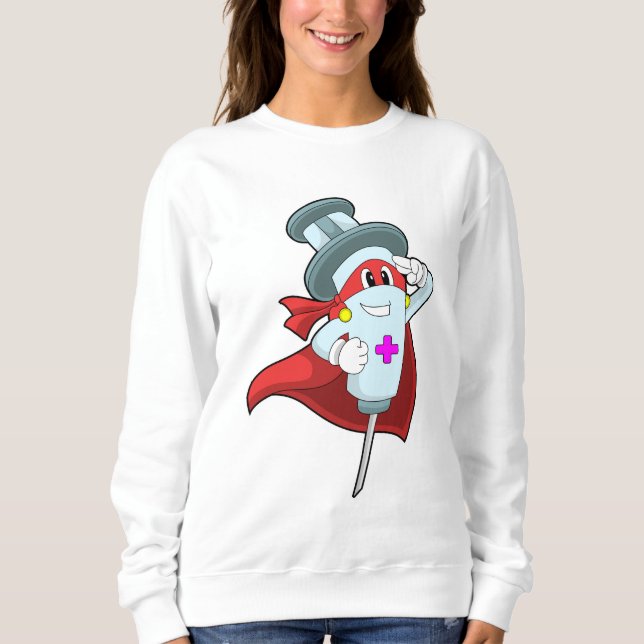Hero som sjuksköterska med spruta t shirt (Framsida)