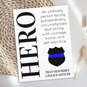 Hero Thin Blue Line Police Tack Vykort