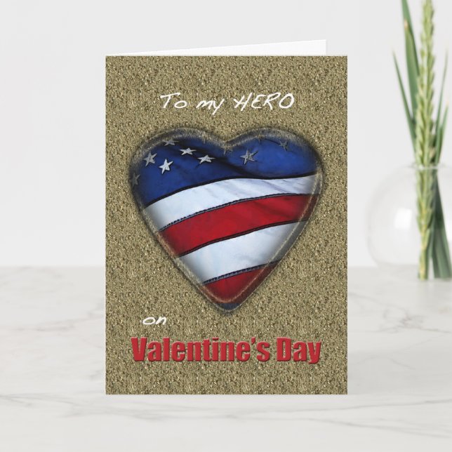 Hero Valentine Patriotic hjärta Helgkort (Framsida)
