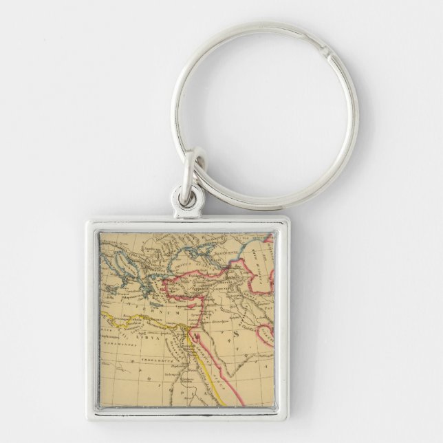 Herodotus geografi fyrkantig silverfärgad nyckelring (Framsidan)