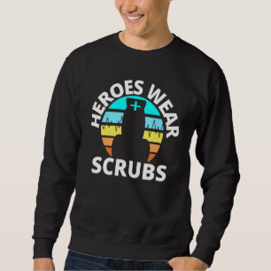 Heroes Bära Scrubs Nurse Aide Sunset Frontline Hea Lång Ärmad Tröja