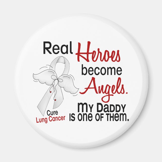 Heroes Become Änglar pappa Lung Cancer Magnet (Framsidan)