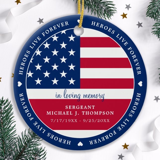 Heroes lever för militära minneskort i Solider Julgransprydnad Keramik (Skapare uppladdad)