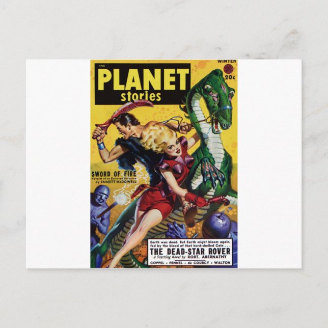 Heroic Blonde Rides a Dinosaur Vykort (Framsida)