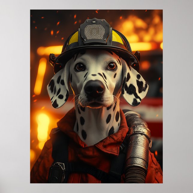 Heroic Firefighter Dalmatian Poster (Framsidan)