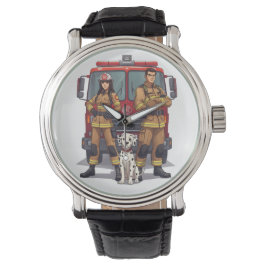 Heroic Firefighters & Dalmatian Anime Wrist Watch Armbandsur