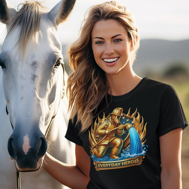 Heroic Fireman Taming Flames T Shirt (Skapare uppladdad)