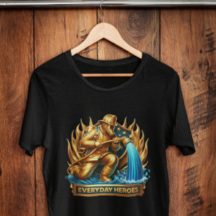 Heroic Fireman Taming Flames T Shirt