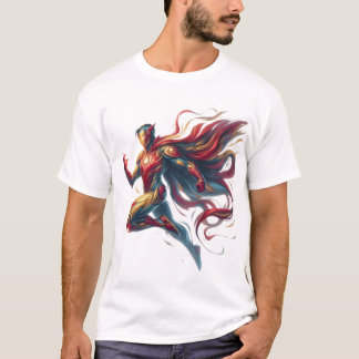 Heroic Glow: Handmålad superhjälte Art T-Shirt De