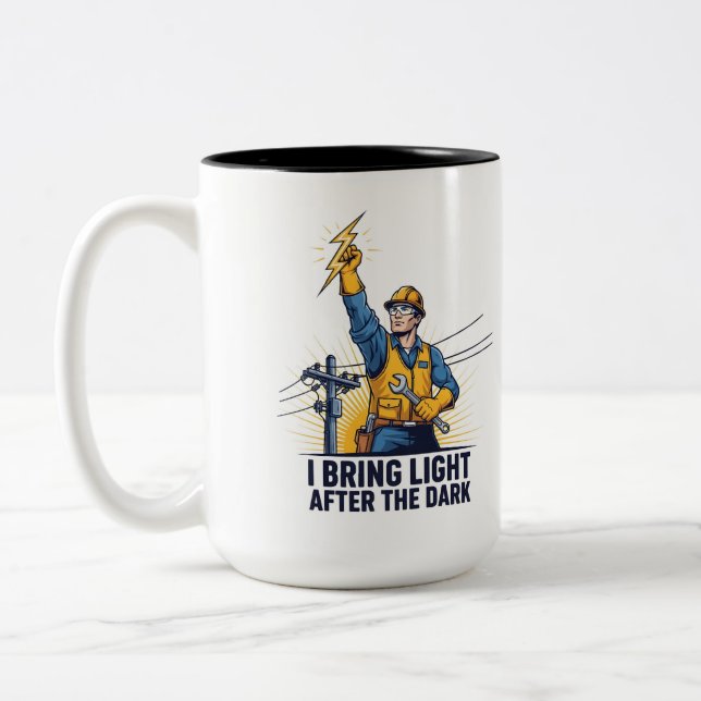 Heroic Lineman Coffee Mug Två-Tonad Mugg (Vänster)