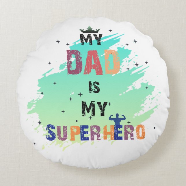 Heroic Pappa Vibes Cotton Rund Kudde (Framsidan)