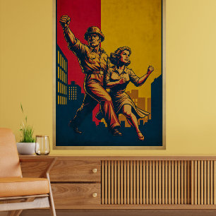 Heroic Soldiers Retro Army Propaganda Art Poster