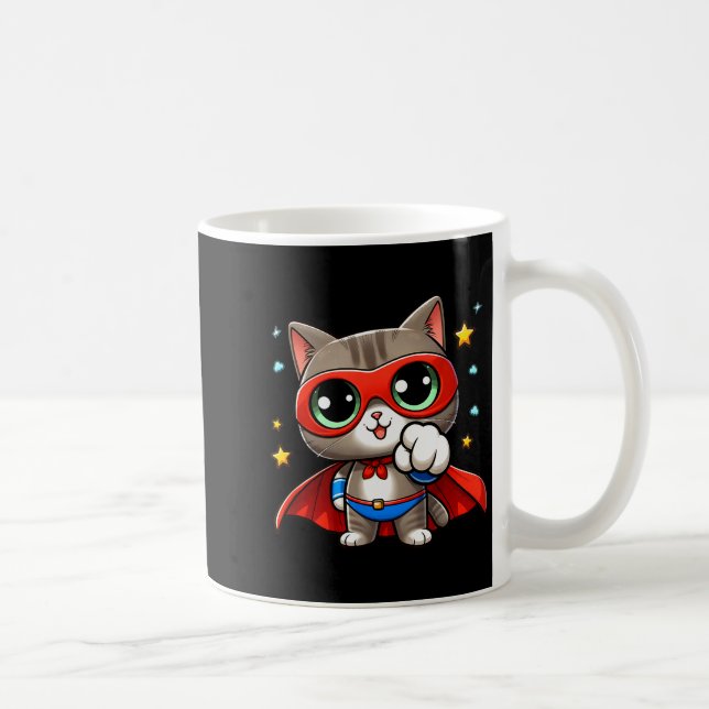 Heroic Super Cat With Cape Gift Men Kids Women Fun Kaffemugg (Höger)
