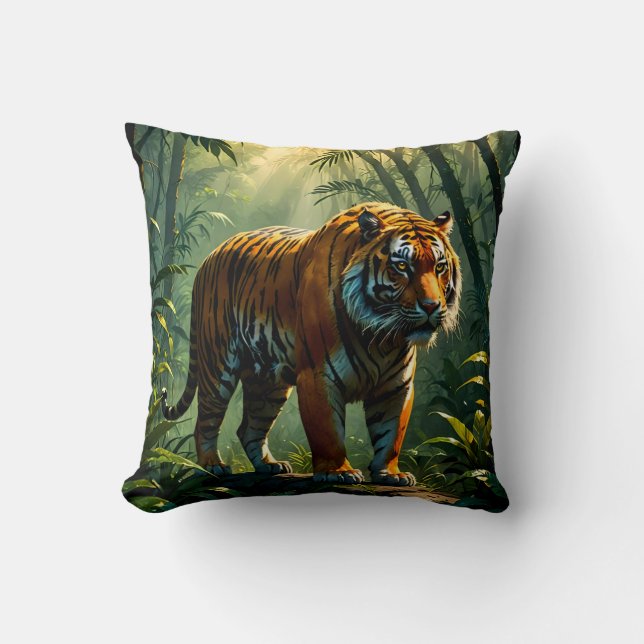 Heroic Tiger med Glowing Rand Kudde (Framsida)