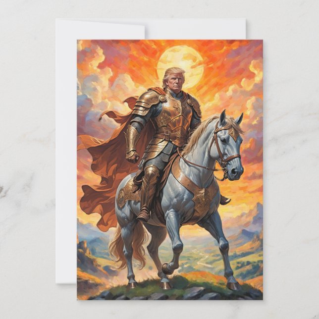 Heroic Trump Warrior in Golden Armor Inbjudningar (Framsida)